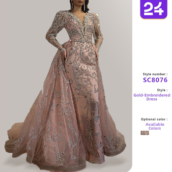 Mežģīņu vakartērps ar garām piedurknēm, augsta vidukļa līnija, princeses silueta svārki, garas kleitas, 80–90% poliestera maisījums