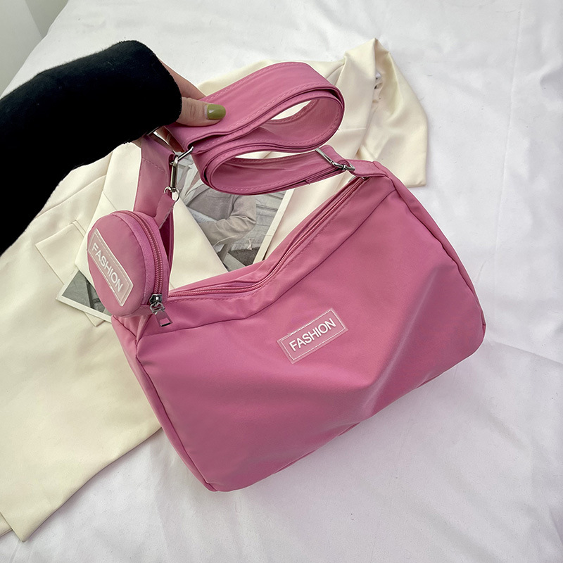 Geantă crossbody pentru femei (Primăvara 2025, nylon, mare capacitate, formă găleată, fermoar)