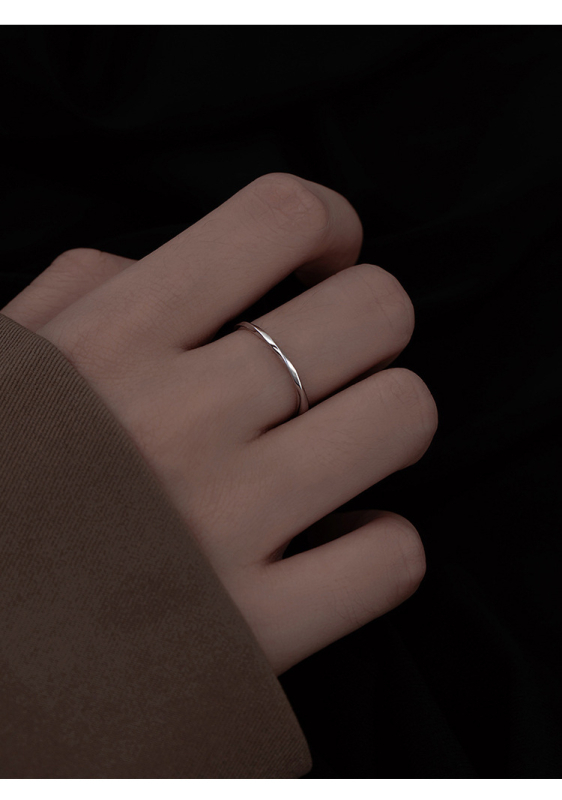 Inel din argint 925, simpl pentru degetul arătător, design nișă, stil valuri, electroplacat