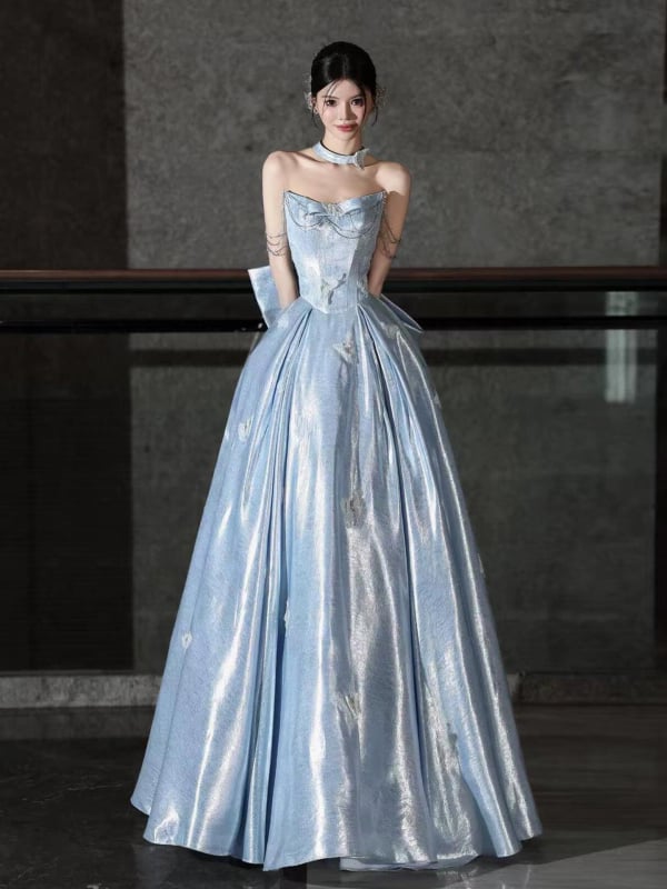 Ženska večernja haljina s jednim ramenom, visokim strukom, duga suknja, poliester