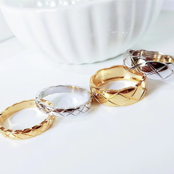 Inel Arkaden din materiale mixte, cu geometrie în formă de U și text, placat electroplătit