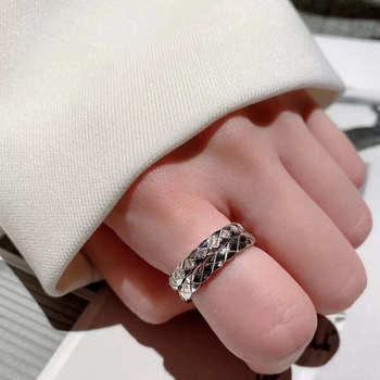 Inel Arkaden din materiale mixte, cu geometrie în formă de U și text, placat electroplătit