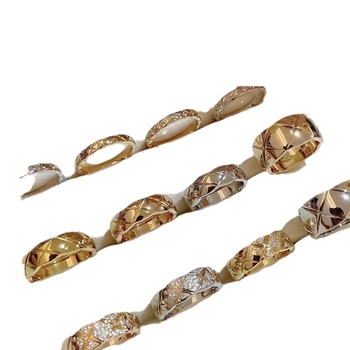 Inel Arkaden din materiale mixte, cu geometrie în formă de U și text, placat electroplătit