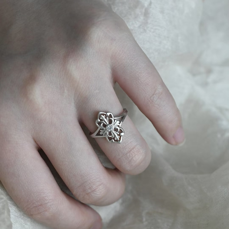 Inel de cupru cu motiv Iris, inel deschis în formă de U, electoplatare, Primăvara 2025