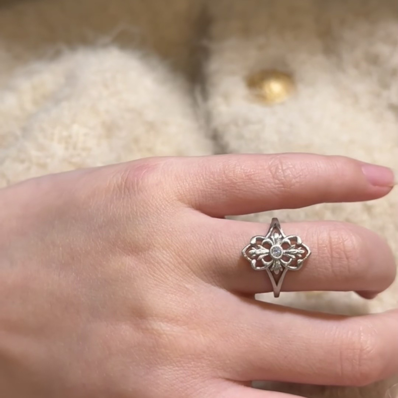 Inel de cupru cu motiv Iris, inel deschis în formă de U, electoplatare, Primăvara 2025