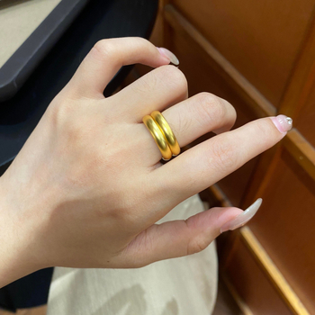 Inel geometric din aur fluviatil, placat cu electroplacare, stil lux ușor, podoabă pentru mână unisex