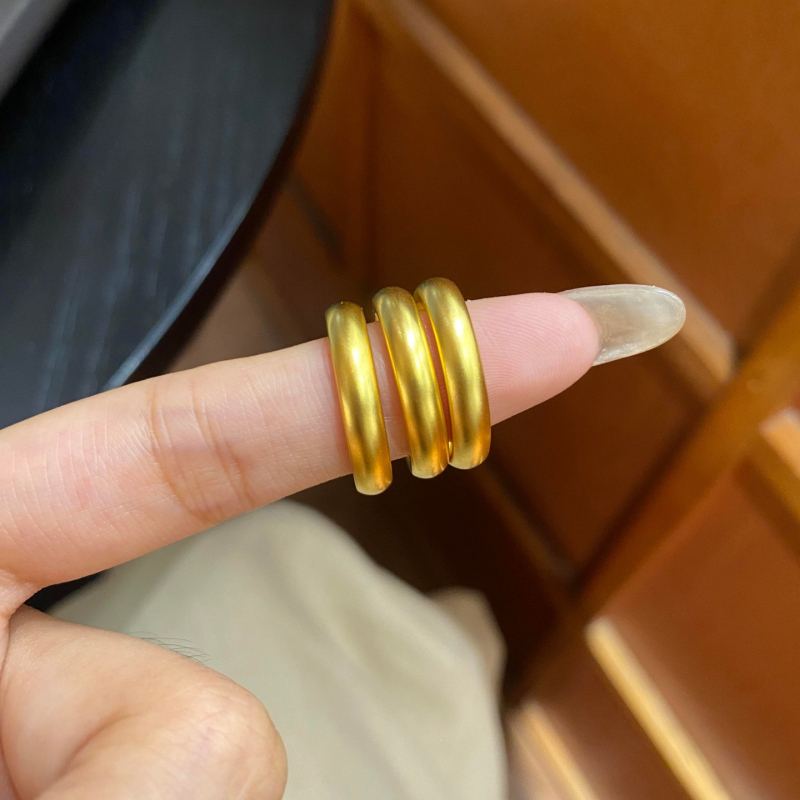 Inel geometric din aur fluviatil, placat cu electroplacare, stil lux ușor, podoabă pentru mână unisex