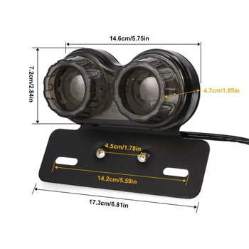 LED stražnje svjetlo za motocikl, 5W, 12V, model 2038, metal + plastika