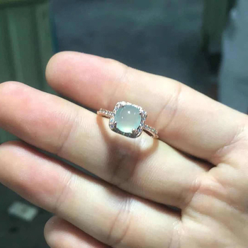 Inel de femei cu chalcedon încrustat, cupru, placat electrolitic, reglabil