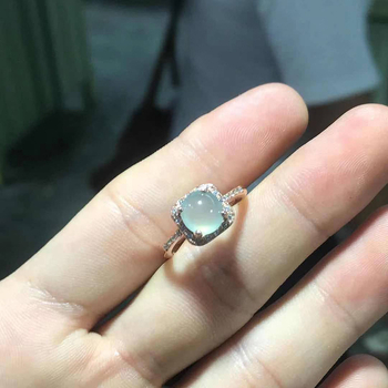 Inel de femei cu chalcedon încrustat, cupru, placat electrolitic, reglabil