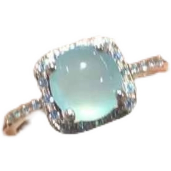 Inel de femei cu chalcedon încrustat, cupru, placat electrolitic, reglabil