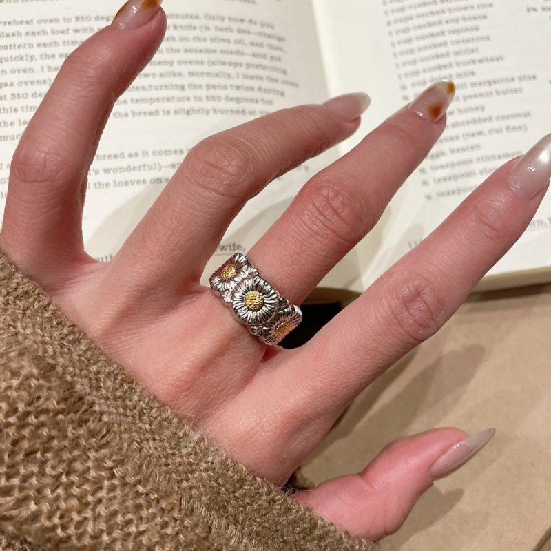 Baojiali bakreni prsten s oblikom cvijeta, elektroplatirani, ženski, lagani luksuz