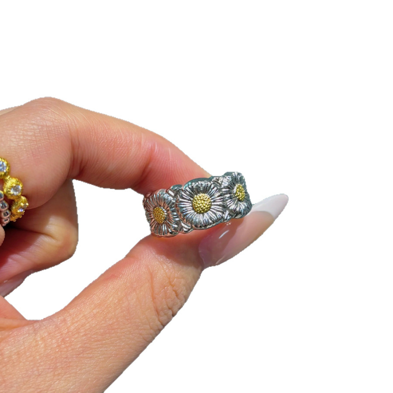 Baojiali bakreni prsten s oblikom cvijeta, elektroplatirani, ženski, lagani luksuz