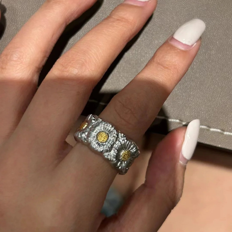 Baojiali bakreni prsten s oblikom cvijeta, elektroplatirani, ženski, lagani luksuz