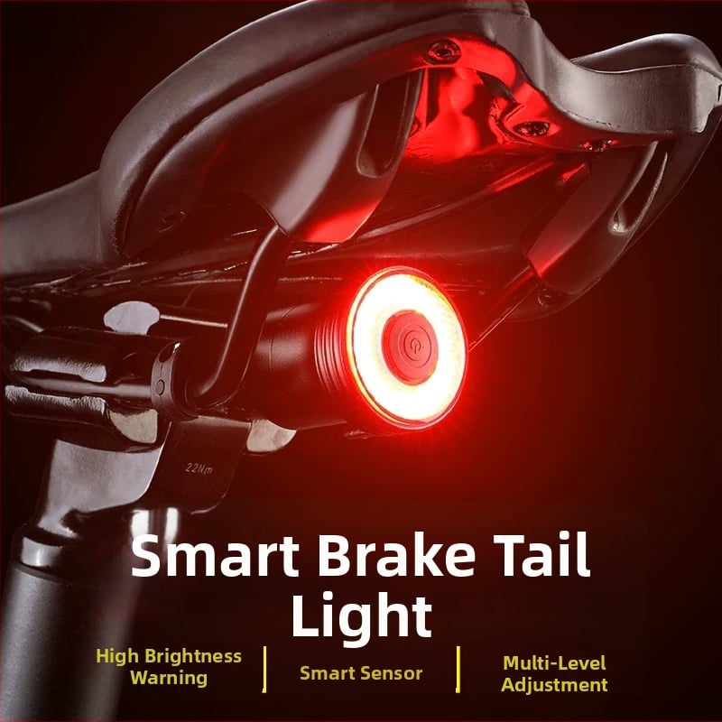 Pametna zadnja svjetiljka za bicikl sa senzorom: noćna vožnja, upozoravajuće svjetlo i svjetlo kočnice, kompatibilna s planinskim i cestovnim biciklima