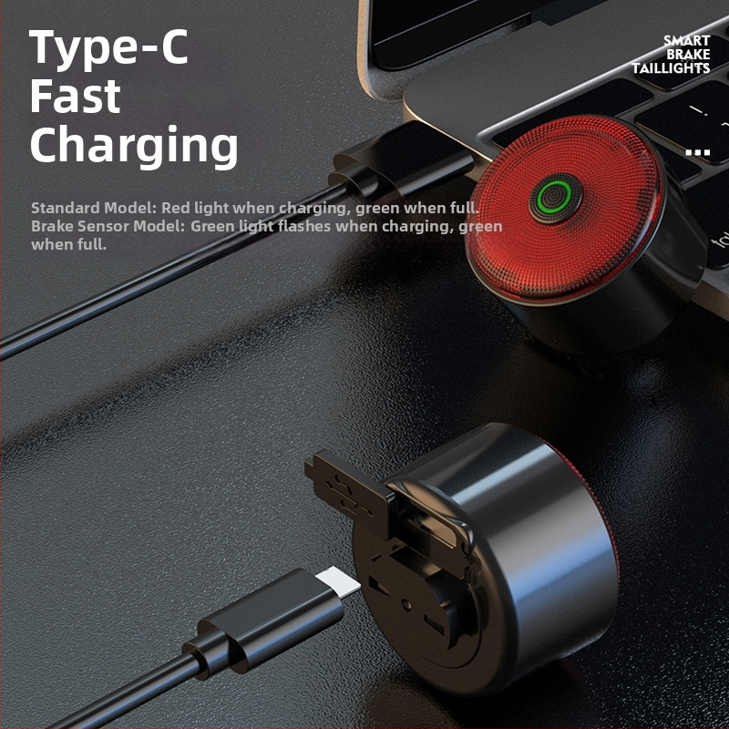 Pametna zadnja svjetiljka za bicikl sa senzorom: noćna vožnja, upozoravajuće svjetlo i svjetlo kočnice, kompatibilna s planinskim i cestovnim biciklima