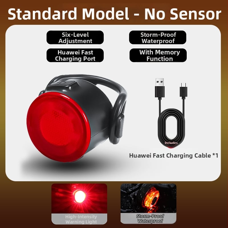 Pametna zadnja svjetiljka za bicikl sa senzorom: noćna vožnja, upozoravajuće svjetlo i svjetlo kočnice, kompatibilna s planinskim i cestovnim biciklima