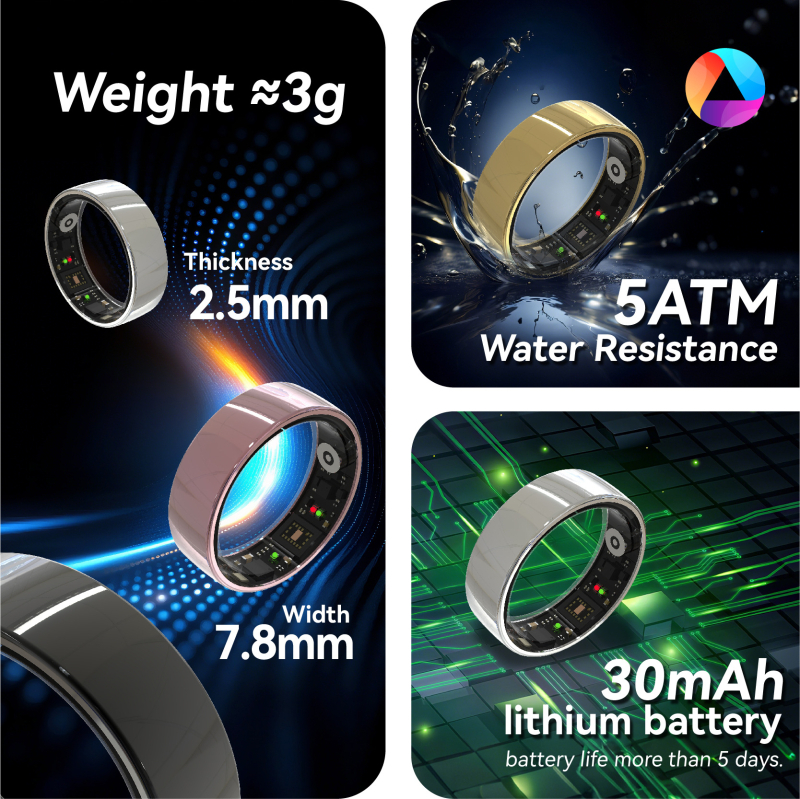 RM1B Viedā aproce ar uzlādes korpusu — veselības uzraudzība: sirds ritms, skābekļa līmenis asinīs, asinsspiediens; ūdensizturīgs; akumulatora jauda 30 mAh; saderīgs ar Android un iOS