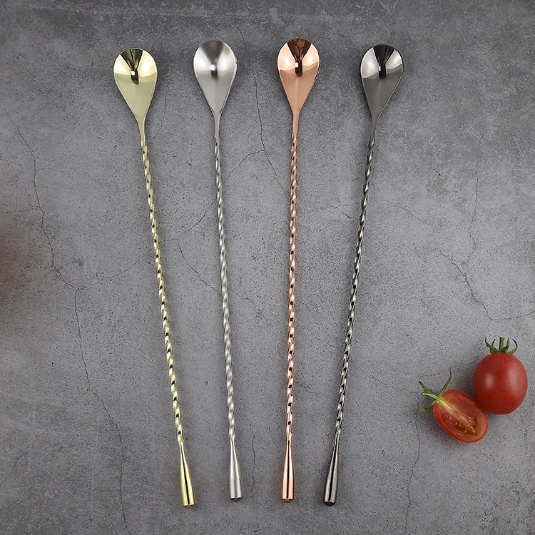 Nehrđajući čelik, duga drška – štapić za miješanje koktela, kave i mliječnog čaja – moderni jednostavni stil