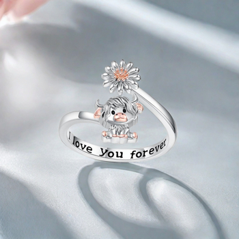 Bakreni prsten s motivom margarete, geometrijski dizajn, elektroplatiranje, za žene, proljeće 2024