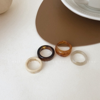 Jiajing Prstenovi od smole s geometrijskim dizajnom — set prstena za slaganje, vintage šumski minimalistički stil