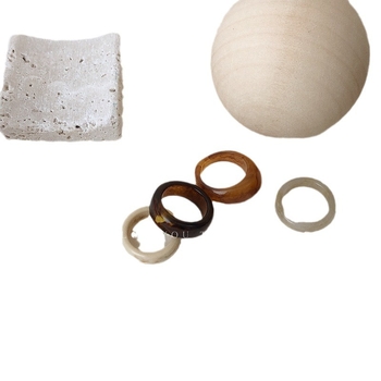 Jiajing Prstenovi od smole s geometrijskim dizajnom — set prstena za slaganje, vintage šumski minimalistički stil