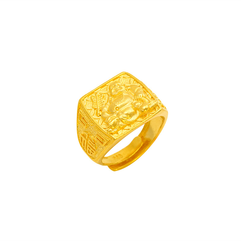 Метален пръстен в етно стил, отворен дизайн, позлатен