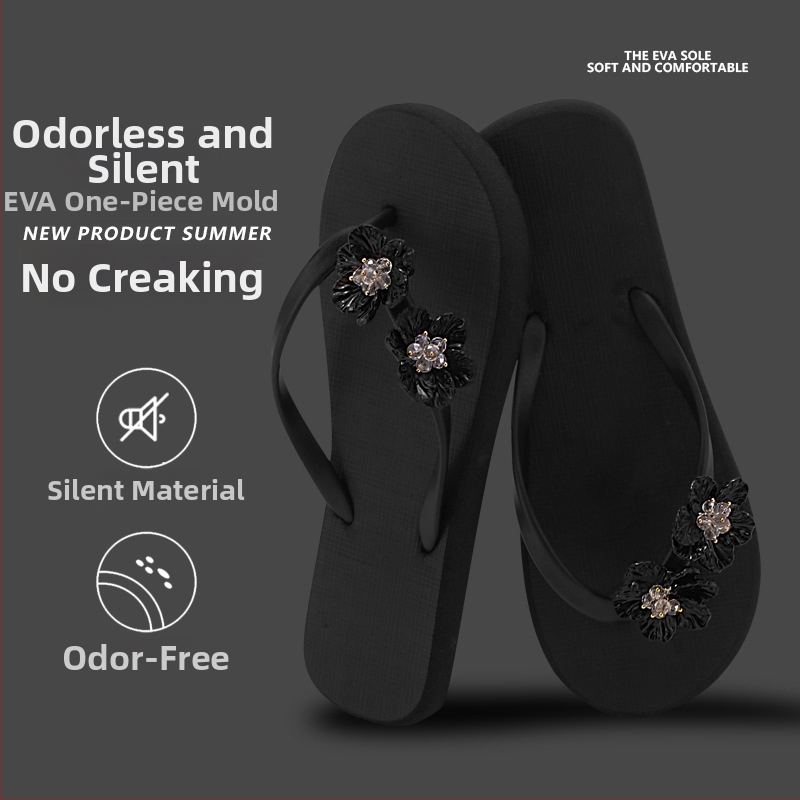 Moteriškos vasaros šlepetės su PVC viršutine dalimi, putų kaučuko padas, kvėpuojančios, neslystančios, permatomas gėlių raštas, pliažui