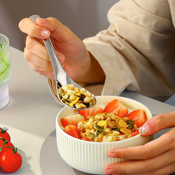 2 броя лъжици за деца, 304 неръждаема стомана, дълга дръжка, прост стил, полирани с Hemp Wheel