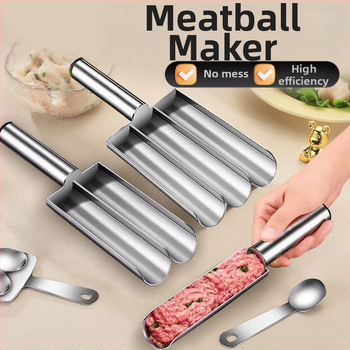 Nerūdijančio plieno mėsos kukulių gamintojas su žuvies ir krevečių kukulių formomis ir mėsos šaukštu