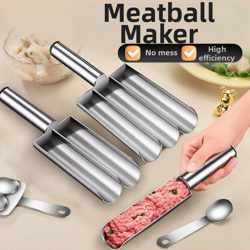 Nerūdijančio plieno mėsos kukulių gamintojas su žuvies ir krevečių kukulių formomis ir mėsos šaukštu