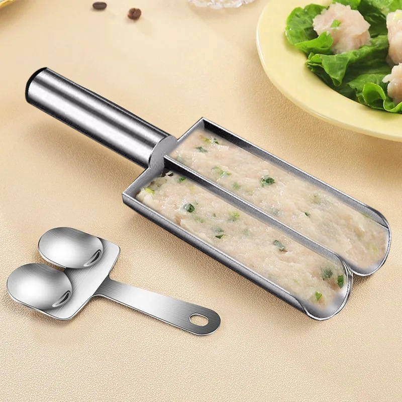 Nehrđajući čelični alat za mesne okruglice s kalupima za riblje okruglice i škampi te žlica za vađenje mesa