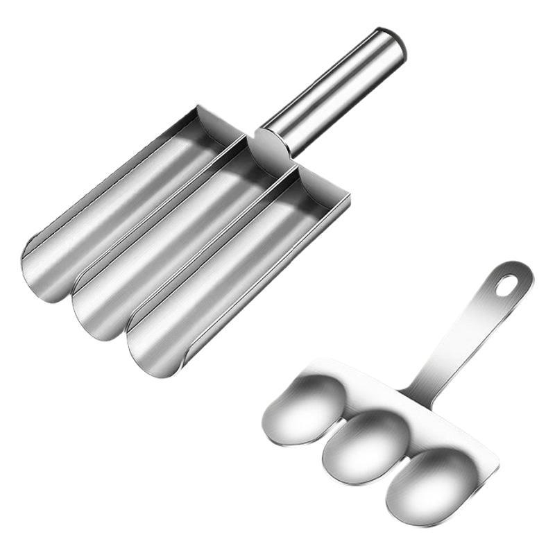 Nehrđajući čelični alat za mesne okruglice s kalupima za riblje okruglice i škampi te žlica za vađenje mesa