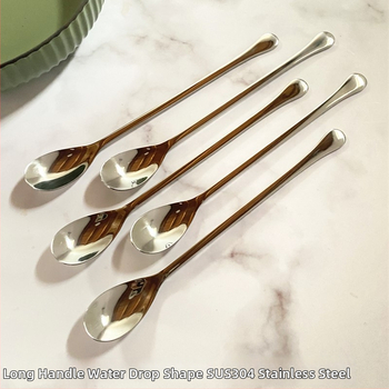 Šaukštas su ilgu koteliu, 304 nerūdijantis plienas, veidrodinis poliravimas, kūrybinio nuotaikos stilius, komerciniam naudojimui