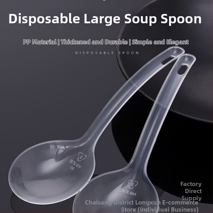 Vienreizējās lietošanas plastmasas zupas karote ar garu kātu, ēdināšanai piemērots PP materiāls