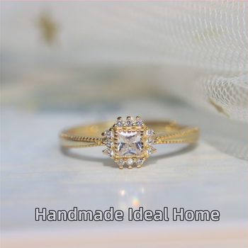 Nastaviteľný otvorený prsteň s geometrickým meďovým dizajnom, elektrolytický povrch, ľahká luxusná módna bižutéria pre ženy, jar 2023