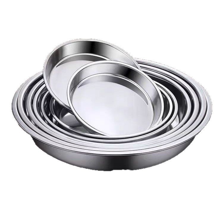 Nerezová kruhová platňa z nehrdzavejúcej ocele, brúsený povrch, štýl Nový čínsky štýl, nie je vhodná do mikrovlnky, možnosť tlače loga