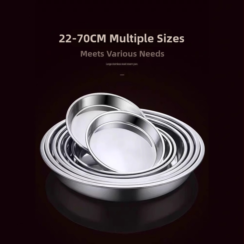 Nerezová kruhová platňa z nehrdzavejúcej ocele, brúsený povrch, štýl Nový čínsky štýl, nie je vhodná do mikrovlnky, možnosť tlače loga