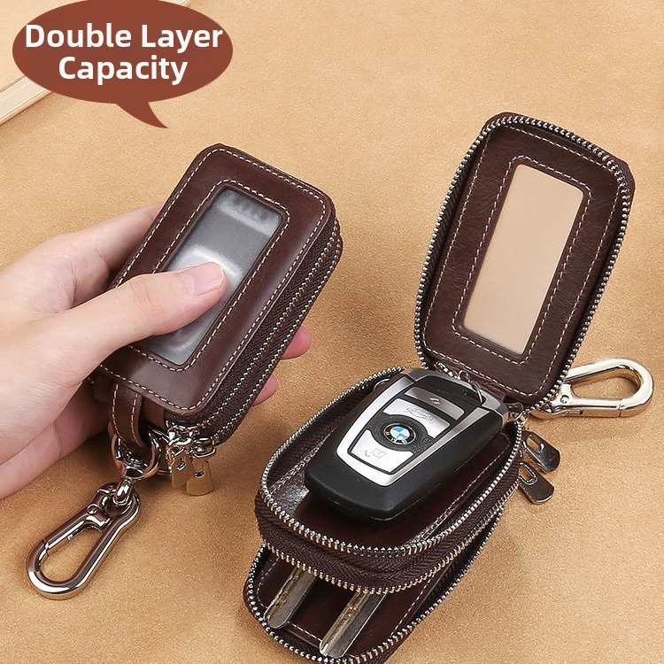 Atslēgu soma ar dubultu rāvējslēdzēju, liela jauda, automobiļu atslēgām, PU materiāls, universāla