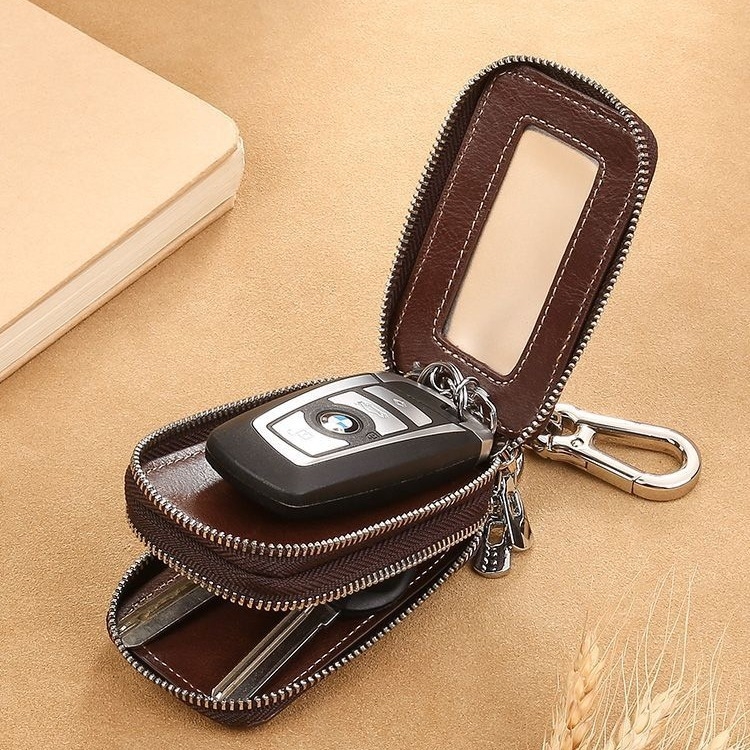 Atslēgu soma ar dubultu rāvējslēdzēju, liela jauda, automobiļu atslēgām, PU materiāls, universāla