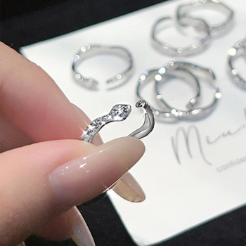 Prsteň s dizajnom hadieho zverokruhu, otvorený prsteň na ukazovák, meď, elektroplatovanie, nový čínsky štýl, jar 2025