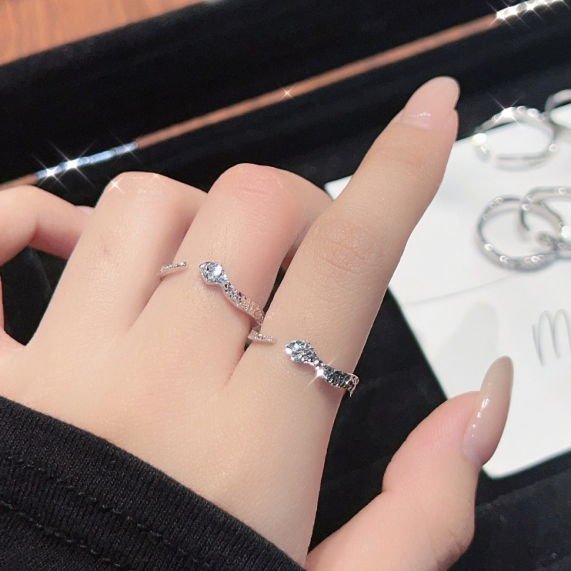 Prsteň s dizajnom hadieho zverokruhu, otvorený prsteň na ukazovák, meď, elektroplatovanie, nový čínsky štýl, jar 2025