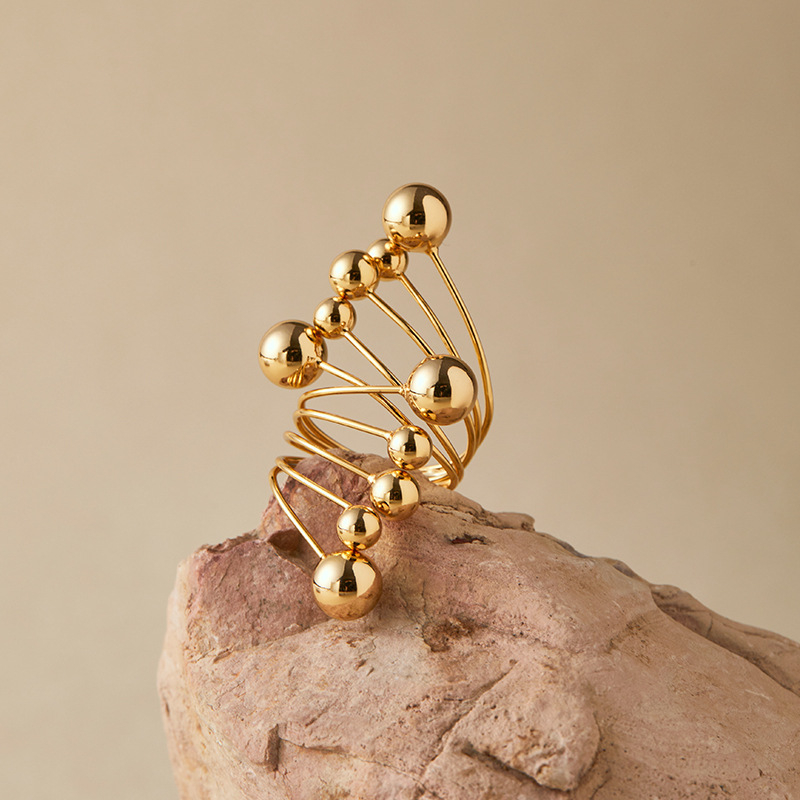 Meďový prsteň s geometrickým dizajnom, elektroplatovanie, značka Shilong, pre ženy