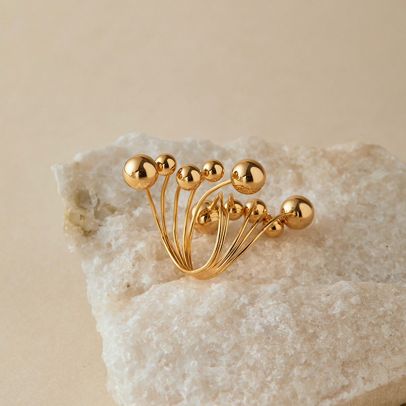 Meďový prsteň s geometrickým dizajnom, elektroplatovanie, značka Shilong, pre ženy