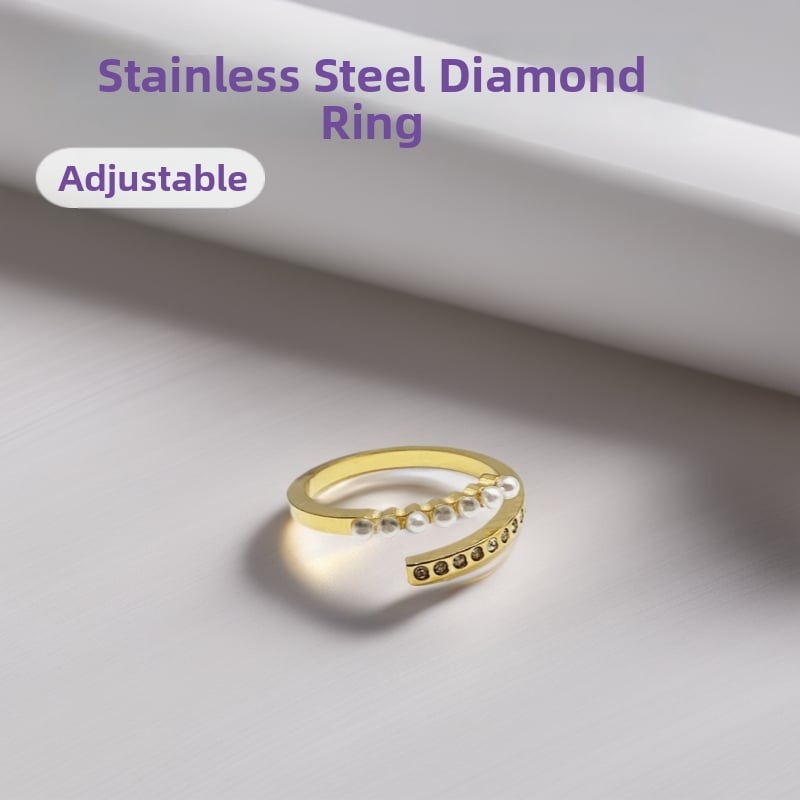 Nastaviteľný prsteň pre ženy z titánovej ocele, ľahký luxusný doplnok na ruku