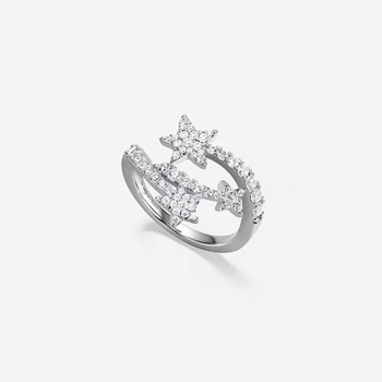 Hviezdny prsteň z meďe, elektroplatovanie, ľahký luxus štýl, šperky na ruku (Materiál: Meď; Forma: Hviezda; Postup: Elektroplatovanie; Štýl: Ľahký luxus; Kategória: Šperky na ruku)