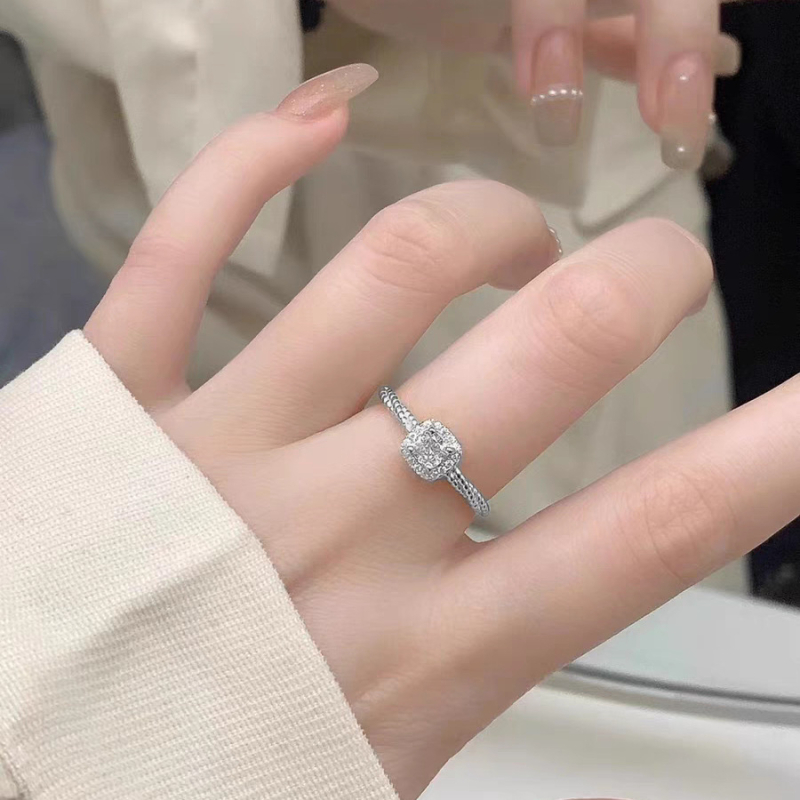 Prsten od srebra S999 s dijamantima – geometrijski dizajn, za žene, lagani luksuz, modni nakit