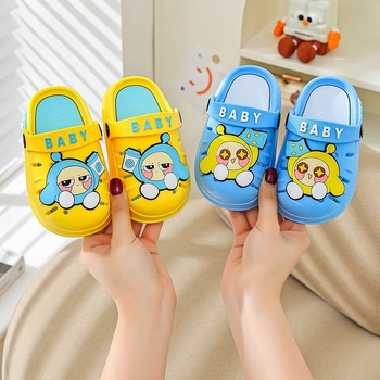 Детски вътрешни пантофи — Карикатурен принт, антихлъзгаща подметка, дишащи, мека PVC подметка