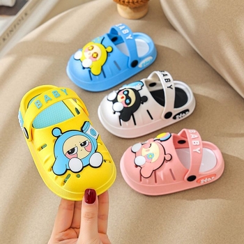 Детски вътрешни пантофи — Карикатурен принт, антихлъзгаща подметка, дишащи, мека PVC подметка