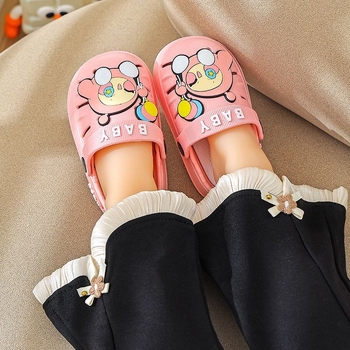 Детски вътрешни пантофи — Карикатурен принт, антихлъзгаща подметка, дишащи, мека PVC подметка